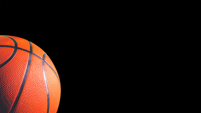 Basketball i fokus på sort baggrund