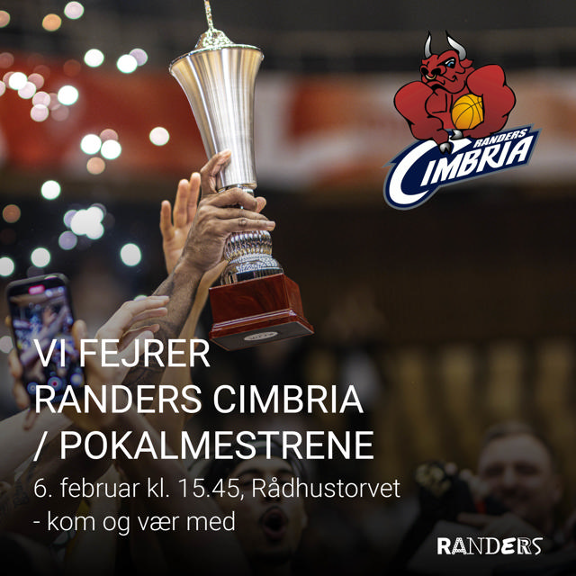 Invitation til pokalfejring den 6. februar kl. 15:45 Rådhustorvet i Randers